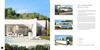55
□□ 3 bedrooms
□□ 3 bathrooms
□□ 150 m2
□□ ¤ 695.000
more info at www.z-yachting.com - SP-NB-770
LAS COLINAS GOLF
ORIHUELA COSTA
Discover Las Colinas, a destination surrounded
by nature with views of the sea, often described
as “a world on it’s own”.
A single access makes its way through the can-
yon-shaped entrance, flanked by palm trees and
provided with 24/7 security.
As well as being an exclusive holiday destina-
tion, with low construction density, Las Colinas
also has a top golf course, ranked amongst the
top 100 golf courses of Europe. This 18 hole, par
71 course bares the signature of Cabell Bunkers
and has ample, dynamic greens and wide fair-
ways.
The Unik Café and Enso Sushi-bar have an exqui-
site menu and a view on the lake at hole 18. At
only a few minutes from the Golf & Country Club,
residents can enjoy the facilities of the Las Coli-
nas private Beach Club, a phenomenal location,
surrounded by palm trees and at the beach with
a view on the Mediterranean Sea.
 