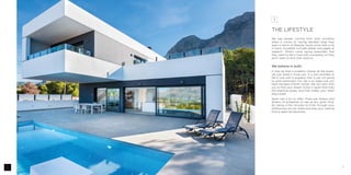 11
1
THE LIFESTYLE
We see people coming from both extremes
when it comes to having decided what they
want in terms of lifestyle. Some come with a list
in hand, incredibly intricate details and pages of
research. Others come saying essentially that
they want to fall in love with a property, so they
don’t want to limit their options.
We believe in both
It may be that a property checks all the boxes,
yet just doesn’t move you. It is also possible to
fall in love with a property that is just not going
to work practically. Our job is to make sure you
have the best of both worlds. We will work with
you to find your dream home in Spain that ticks
the practical boxes, and that makes your heart
skip a beat.
Spain has a lot to offer. There are dozens and
dozens of properties to see at any given time.
By taking a few minutes to think through your
preferences we can make sure that your viewing
time is spent productively.
 