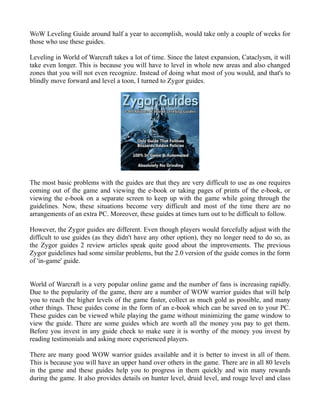 Zygor Guides - Crack WOW Fast! | PDF