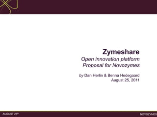 NOVOZYMESAUGUST 25th
Zymeshare
Open innovation platform
Proposal for Novozymes
by Dan Herlin & Benna Hedegaard
August 25, 2011
 