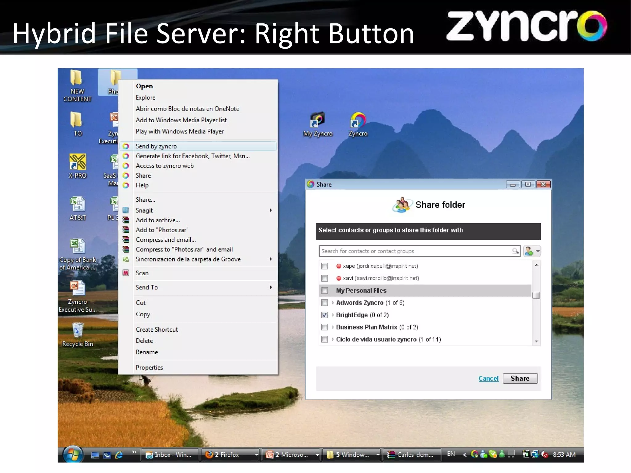 Company Presentation Hybrid File Server: Right Button 