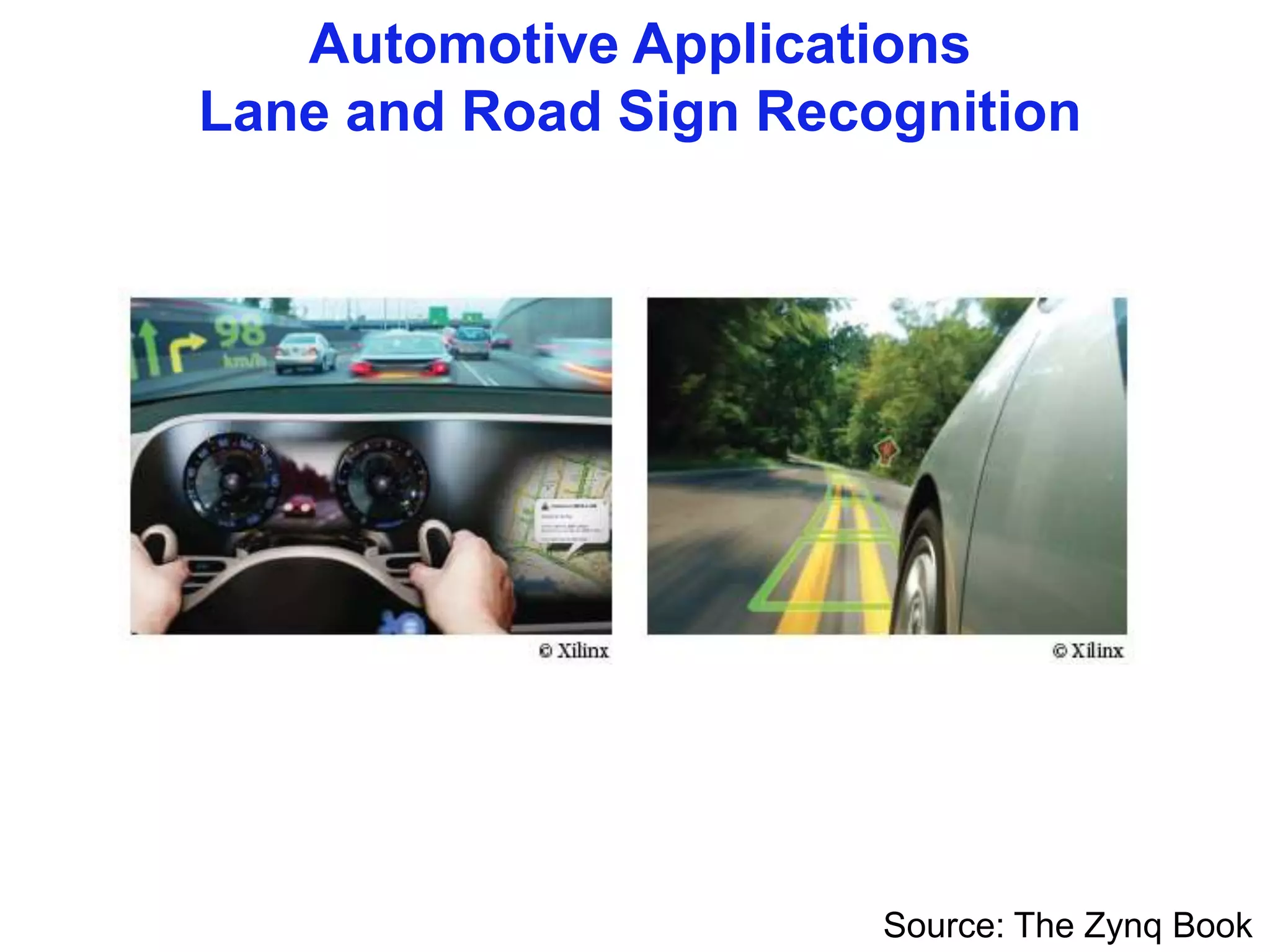 Automotive Applications
Lane and Road Sign Recognition
Source: The Zynq Book
 