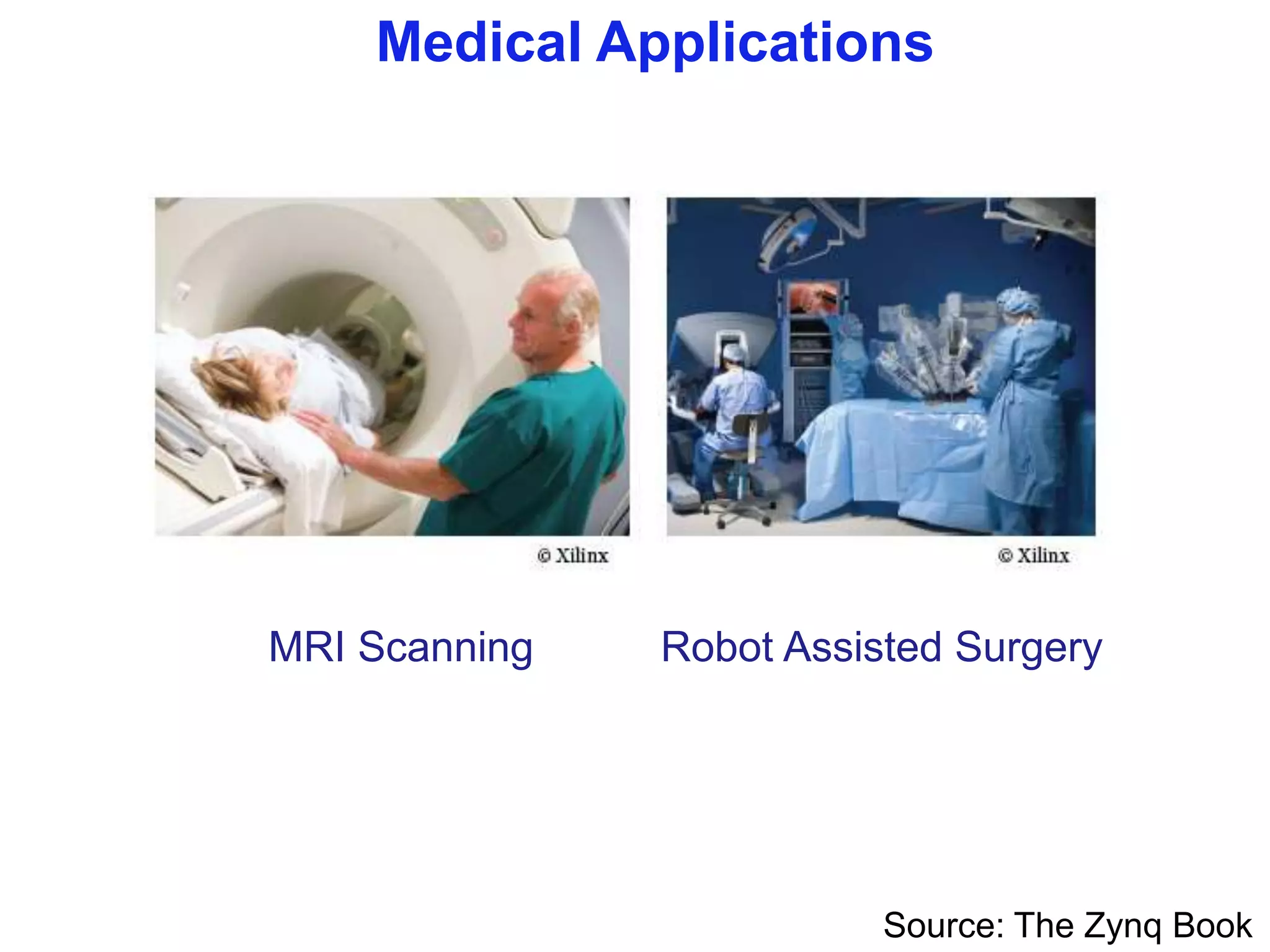 Medical Applications
MRI Scanning Robot Assisted Surgery
Source: The Zynq Book
 