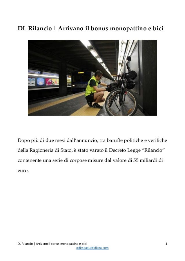 Decreto Rilancio: Arrivano il bonus monopattino e bici