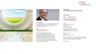 www.FutureManagementGroup.com
Hier Promoter-Bild einfügen
Hier Promoter-Teaser einfügen
und an jeweiligen Senior anpassen
Hier Impressum-Block einfügen
und ISSN-Nr. anpassen
Impressum
© FutureManagementGroup AG, 2016
Wallufer Straße 3a
D-65343 Eltville
Telefon: +49 (0)6123 60109 – 0
Telefax: +49 (0)6123 60109 - 29
office@futuremanagementgroup.com
www.FutureManagementGroup.com
Vorstand:
Dr. Pero Mićić (Vorsitzender),
Martin Ruesch
Aufsichtsratsvorsitzender:
Prof. Dr. Peter Mettler
Registergericht: Amtsgericht Wiesbaden
Eintragungsnummer: HRB 17918
Umsatzsteuer-Ident.-Nr: DE 227 644 650
Bilder und Grafiken
© iStock
FutureManagementGroup AG
Die Bilder und Grafiken in diesem Dokument sind urheberrechtlich
geschützt. Bei weiterer Verwendung dieser Materialien setzen Sie
sich bitte mit dem Rechteinhaber in Verbindung.
ISSN: 2363-6734
Gregor Schiffer
Geschäftsleitender Partner und Leiter der FutureMarkets-Center
'Bauen und Wohnen der Zukunft' 'Energie und Infrastruktur'
sowie 'Freizeit und Unterhaltung der Zukunft' bei der
FutureManagementGroup AG
Kontakt:
SG@FutureManagementGroup.com
+49 - (0)173 – 34 69 748
Über die FutureManagementGroup AG
Die FutureManagementGroup AG unterstützt seit 1991
Führungsteams internationaler Unternehmen dabei,
Chancen in Zukunftsmärkten zu erkennen und eine
motivierende und zukunftsrobuste Ausrichtung, Vision
und Strategie zu entwickeln und zu implementieren.
So schafft sie die wichtigste Grundlage für Wettbewerbs-
vorteile, wirksame Führung und großen nachhaltigen Erfolg
für Unternehmen und Mitarbeiter.
 