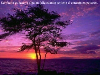 Ser fuerte es hacer a alguien feliz cuando se tiene el corazón en pedazos.  