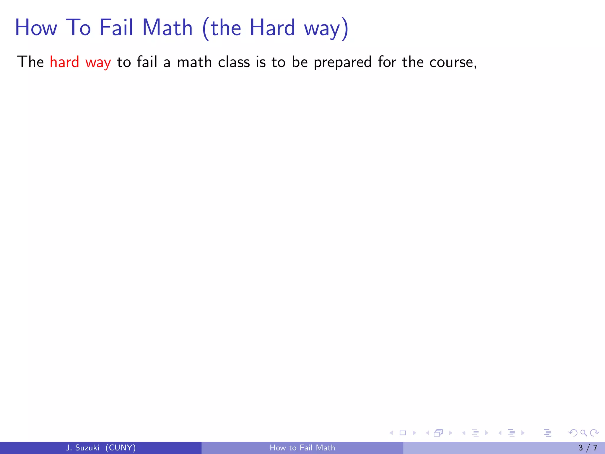 How to FAIL a Math Course | PPT