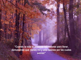 "Cuando la vida te presente mil razones para llorar,
demuéstrale que tienes mil y una razones por las cuales
sonreír”
 